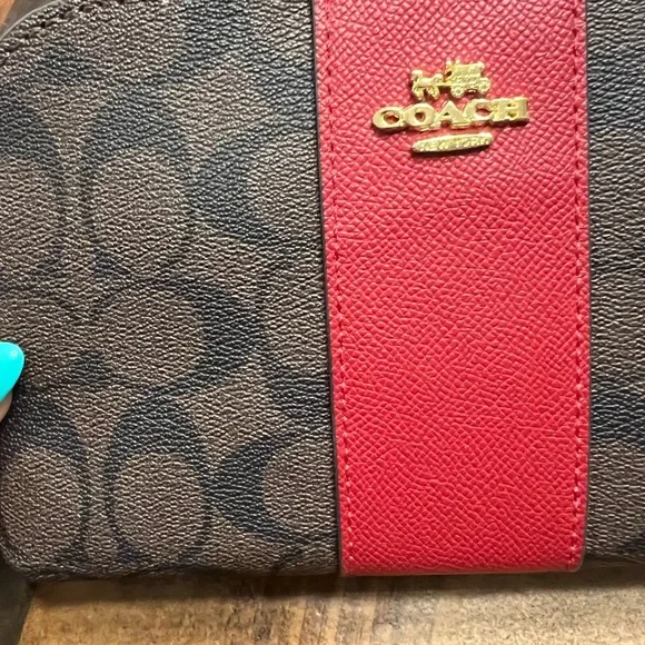 Coach Brown and Red Women's Wristlet with Long Strap NWT - Picture 4 of 10